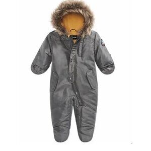 S Rothschild & Co Baby Boys Hooded Footed Pram with Faux-Fur Trim